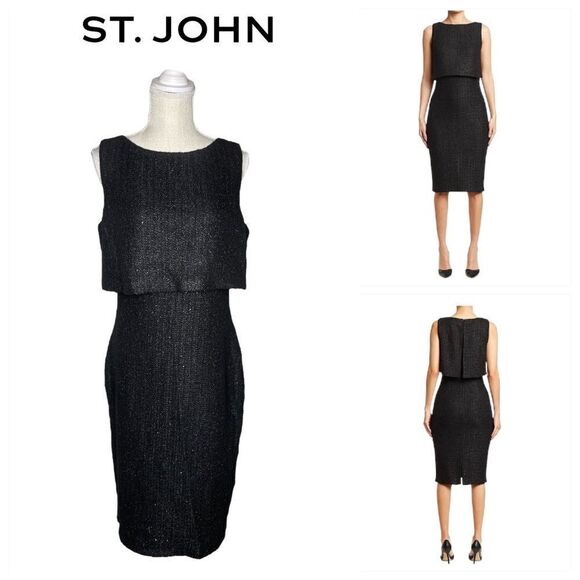 ST. John Metallic Tweed Sheath Dress - Picture 1 of 17